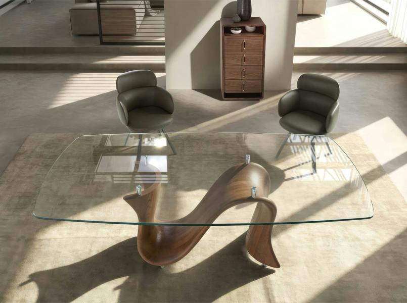 Angel Cerdá Walnut and Black Pvc Chest of Drawers 7227