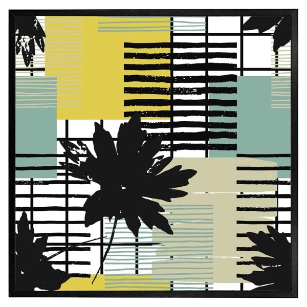 Benjamin Tate Design Geometric shape & leaf print in yellow & green (Picutre Frame)