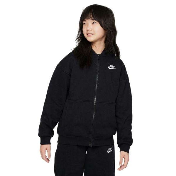 Nike Girls Sportswear Full Zip Hoodie - Black/White - 