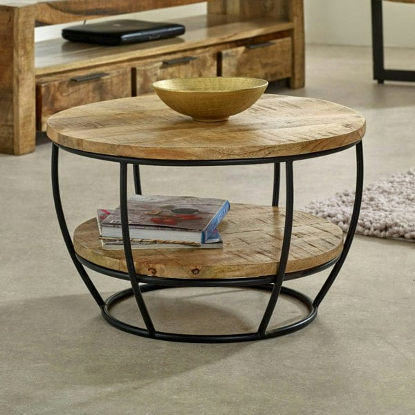 IH Design Valor Mango Wooden and Metal Coffee Table With Shelf