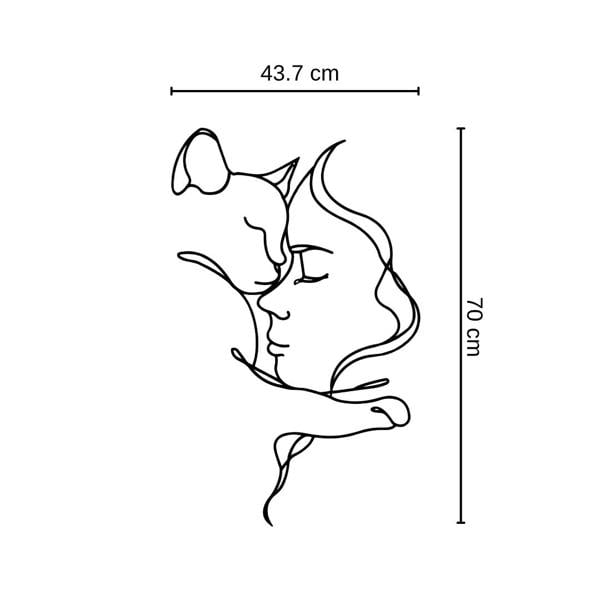 Decortie Woman and Cat Metal Line Art Wall Decor