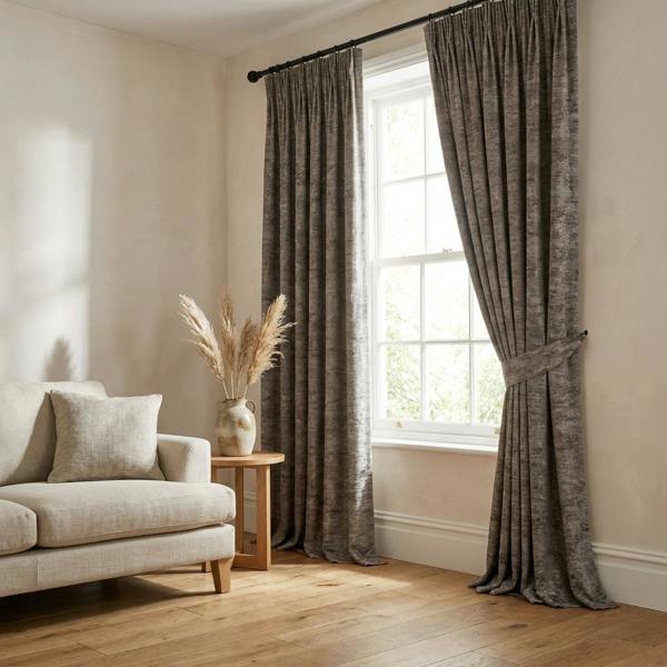 Tasa made-to-measure curtains in Bronze, styled in a living room