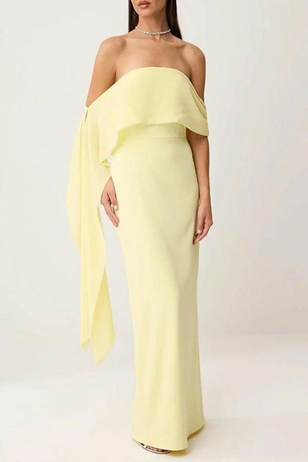 Carmen Neckline Long Evening Gown