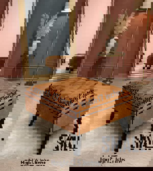 ISTOOLS Premium Burnt Orange Velvet Footstool Pouffe – Luxury UK Ottoman