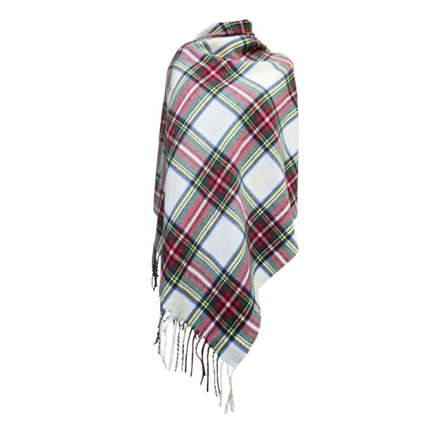 Strathurie Unisex Tartan Cashmere Blend Scarf with Fringe Trim