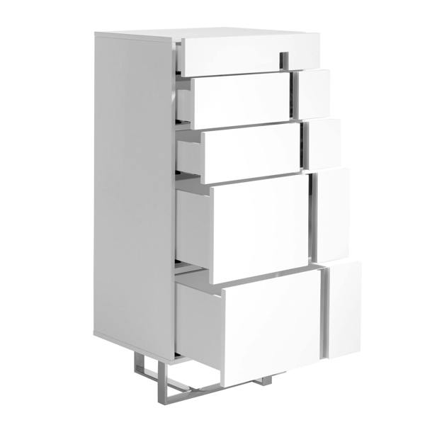 Angel Cerdá Chiffonier White Wood and Chrome-plated Steel 7018