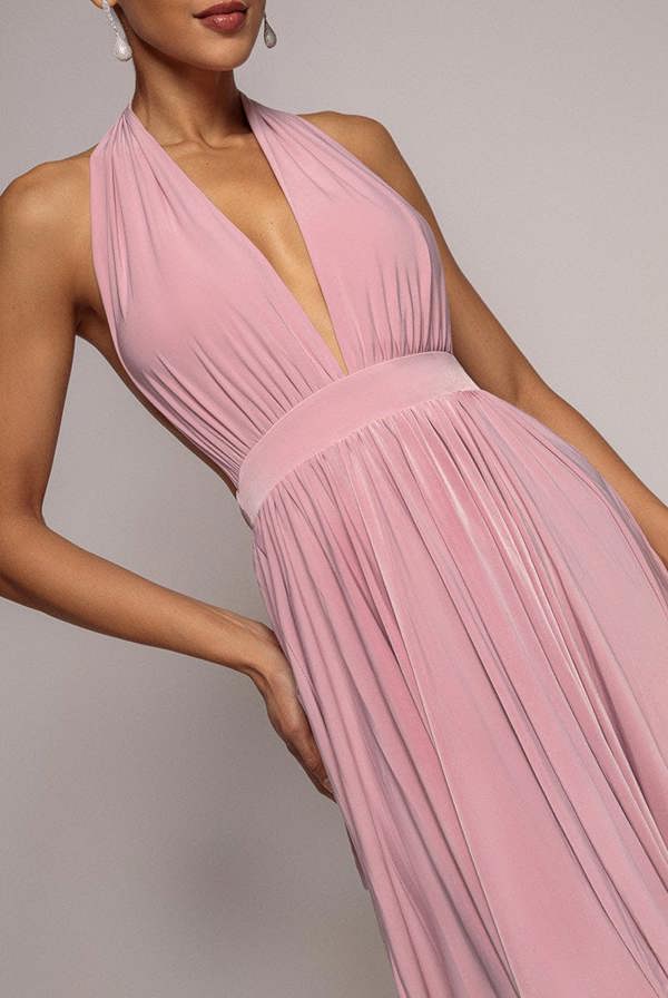 Soft Touch Multiway Skater Mini Dress - Dusty Pink DR2362
