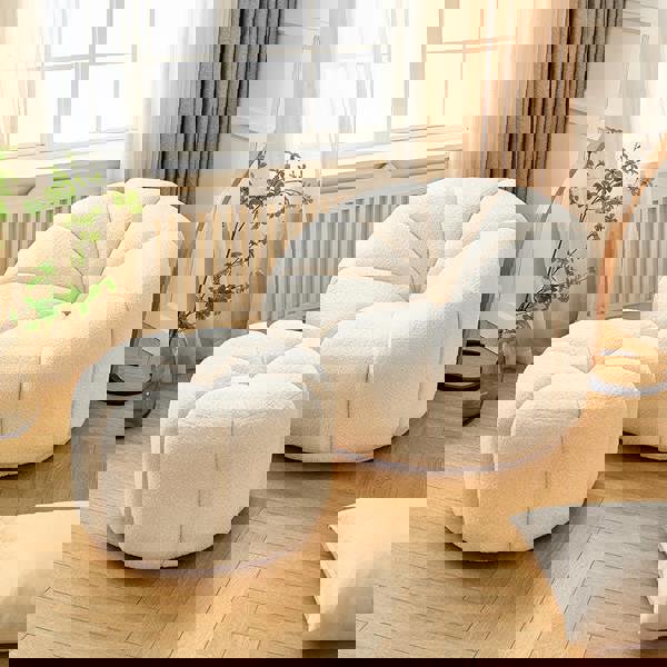 Arsav Pumpkin Armchair, White Boucle-Sofas-Weilai Concept-Weilai Concept