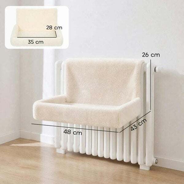 Cat Radiator Bed, Hanging Warm Hammock w/ Foldable Metal Frame, Removable Washable Cover, Cream