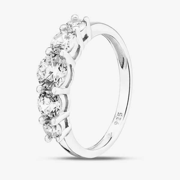 T. H. Baker Sterling Silver Brilliant Cut Cubic Zirconia Half Eternity Ring S2074
