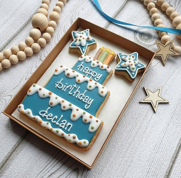The Cookie Collaboration Personalised Fresh Cream splodge Birthday Cookie LETTERBOX GIFT