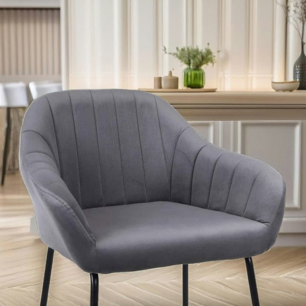 Rafaelo Mobilia 2PC Bar Stools Set With Backrest And Footrest Grey
