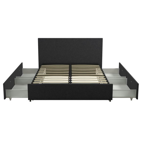 Dorel Home Kelly Bed with Storage Fabric Dark Grey - King