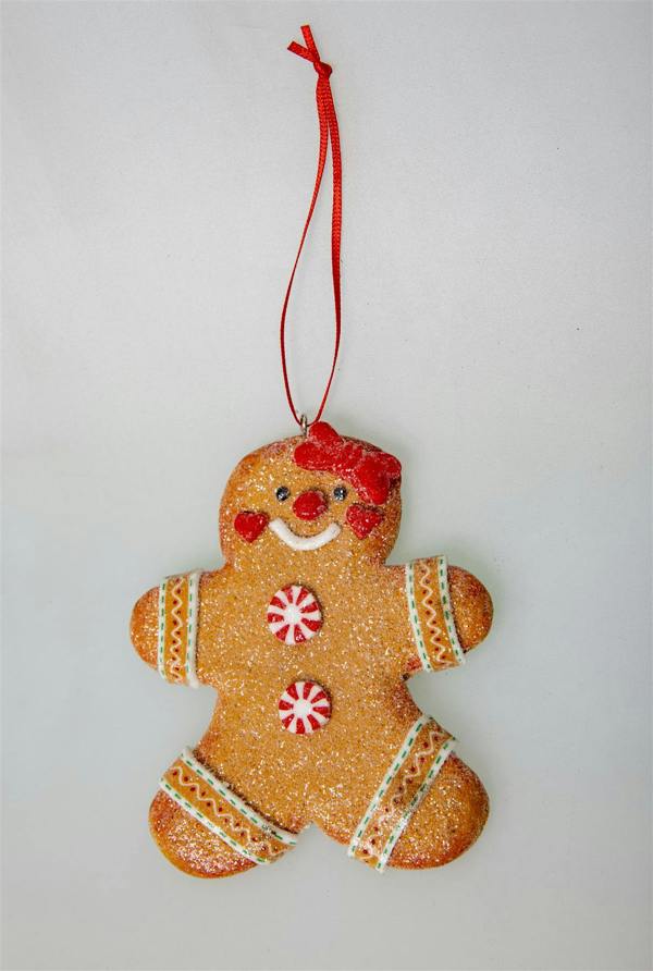 Christmas Tree Hanging Decorations Traditional Gingerbread Cookie Couple with Ribbons image 7