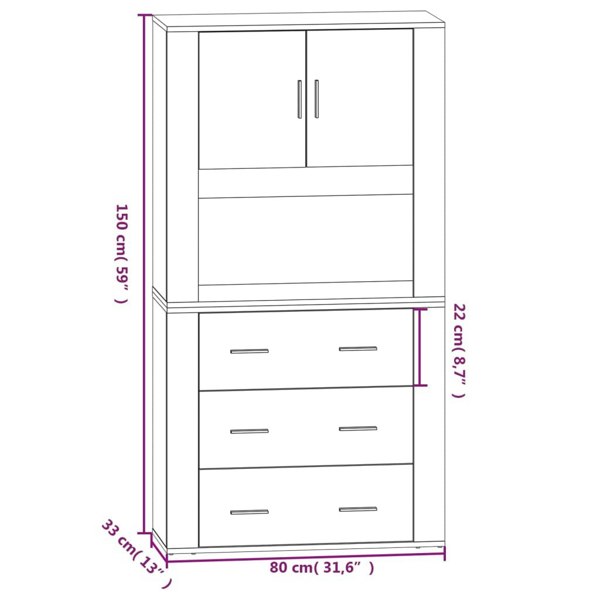 Berkfield Highboard Concrete Grey Engineered Wood