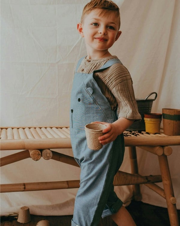organic cotton Blue Bear Face Print Playsuit - image 1