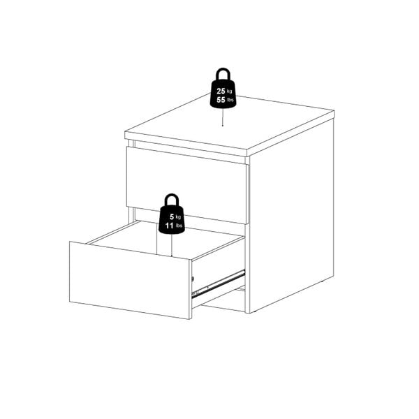Wyld Haus Budapest White Wood Bedside Table 2 Drawers