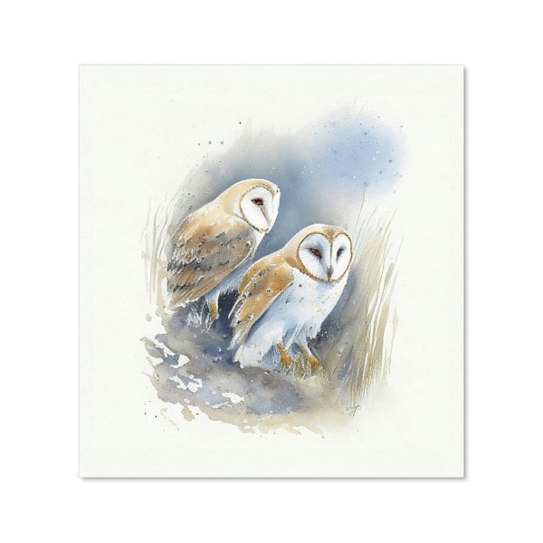 Warren Reed - Designer Barn Ano Owls Watercolour Kitchen Splashback