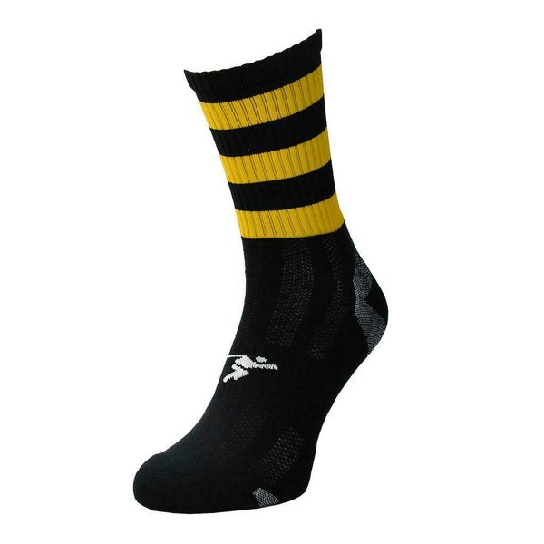 Precision Unisex Adult Pro Hooped Football Socks - Black/Amber Glow