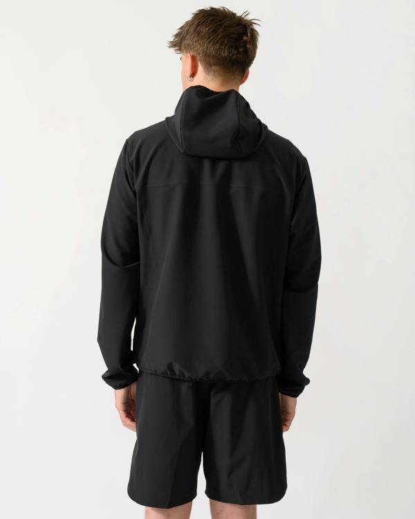 back shot of model wearing a BOSS Green CommuterPro Mens Jacket in Black 001