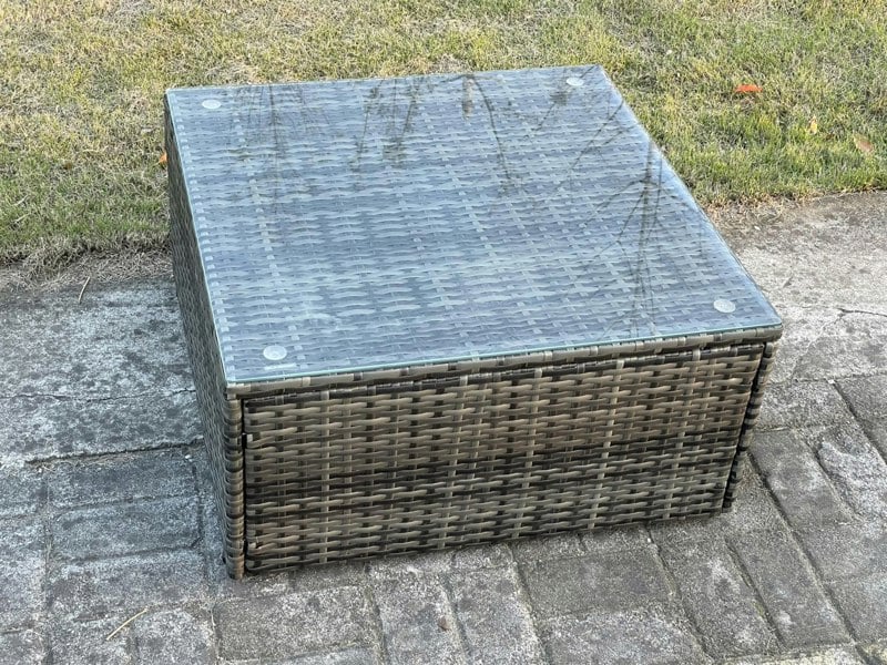 Fimous Dark Grey Mixed Square Rattan Coffee Table Tea Table Outdoor Garden Furniture Accessory