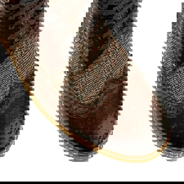 Embassy London Wanderer - Brown Check - Men's leather combat style side zipper boot in brown