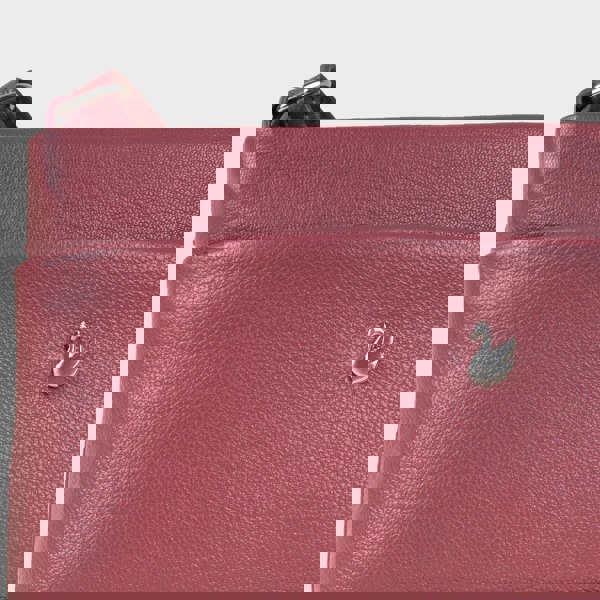 Assots London 'SANDRA' Carmine Pink Soft Nappa Full Grain Real Leather Crossbody Bag