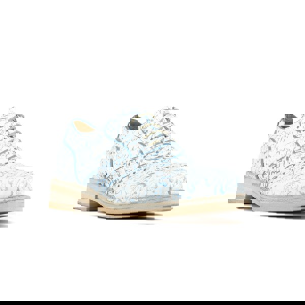 Embassy London Brick Lane - White Flowers - Women's contrast leather lace-up brogue