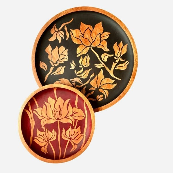 Batik Ying Magnolia Batik Mahogany Serving Plate