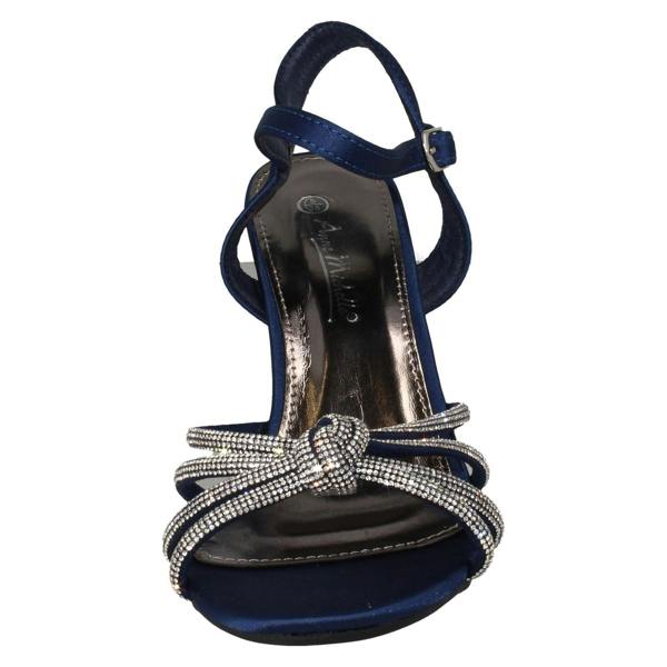 Anne Michelle Ladies Anne Michelle High Block Heel Diamante Knot Sandals F12051