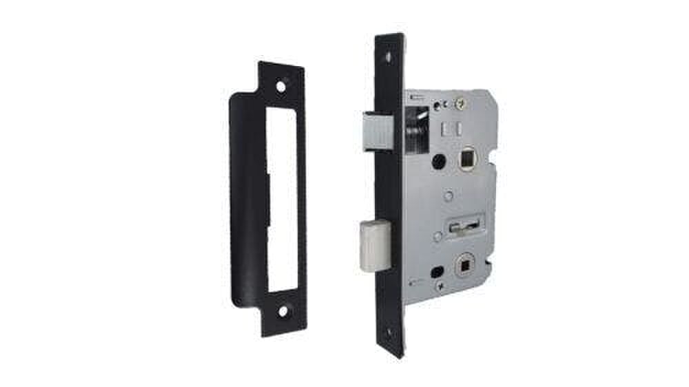 EDH Door Hardware Matt Black Modern Victorian Scroll Bathroom Door Handles and Bath Lock 1 Pair