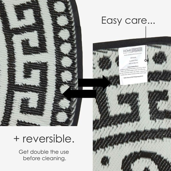 HOMESCAPES Round Outdoor Rug Luxury Waterproof Reversible Recycled, For Garden, Enid Aztec