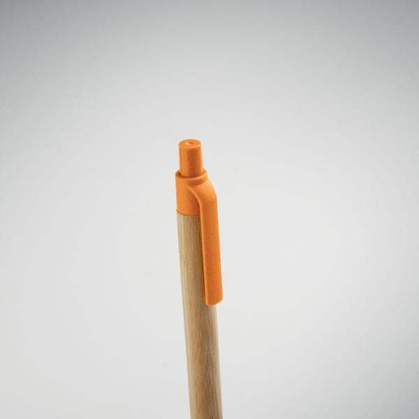 MidOcean Itea Colour Push Button Bamboo & Wheat Straw Ballpoint Pen - Orange - 