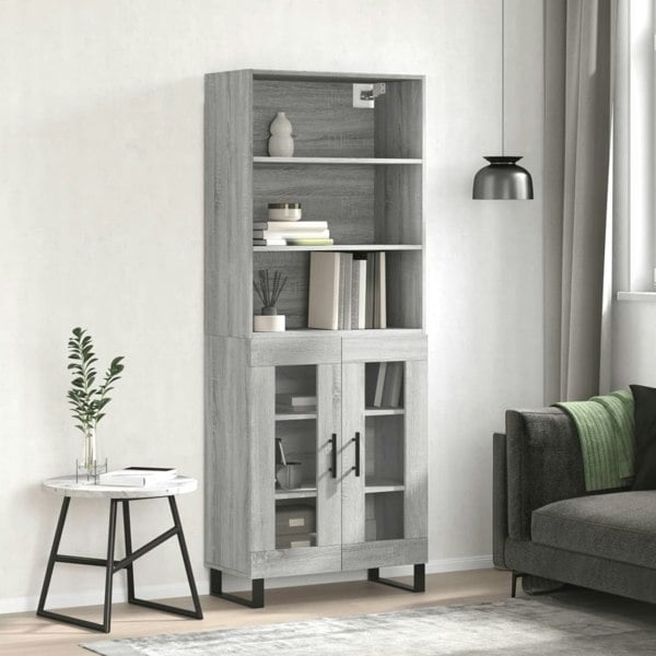 Berkfield Highboard Grey Sonoma 69.5x34x180 cm Engineered Wood