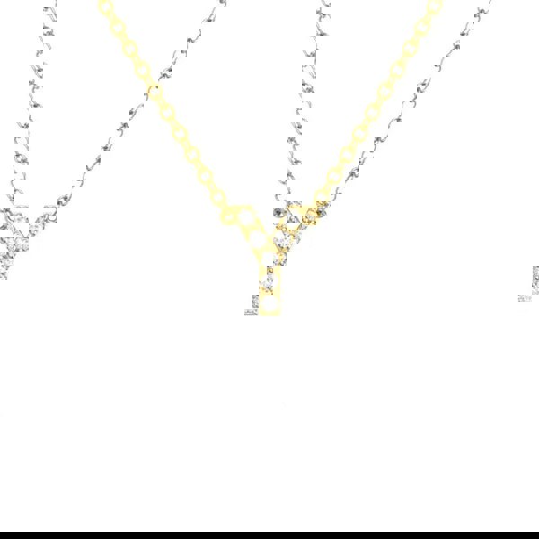 Say It With Dainty CZ Block Initial Necklace - Yellow Gold Plated
