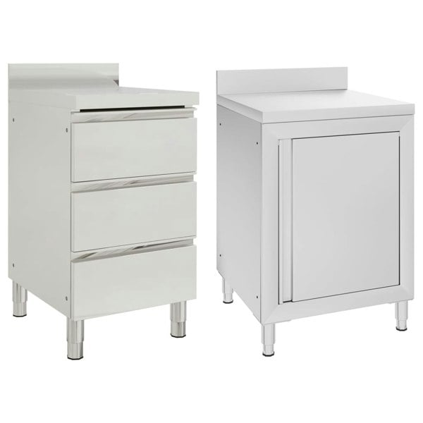 Berkfield Commercial Kitchen Cabinets 2 pcs Stainless Steel
