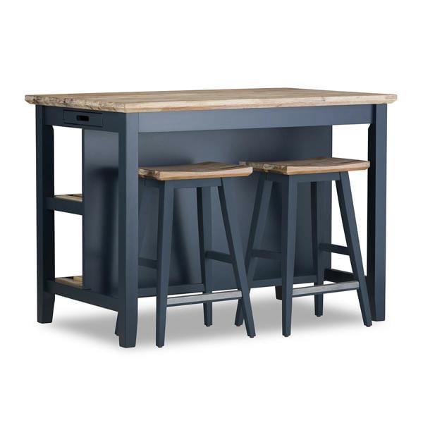 Statement Furniture Florence Breakfast Bar Kitchen Island with Shelves