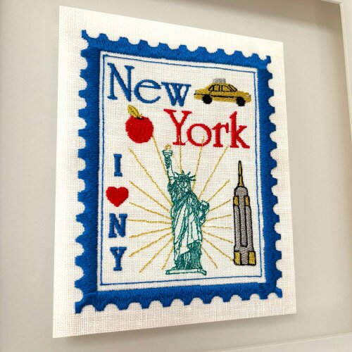 Lilly Loves New York Embroidered Artwork Print
