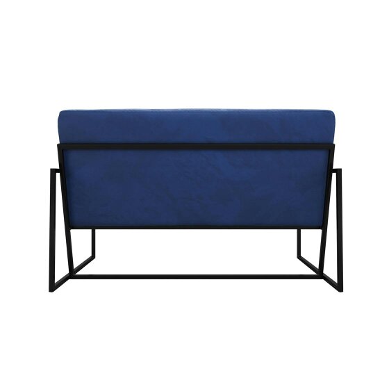 Wyld Haus London Blue Velvet 2 Seater Sofa Black Metal Legs