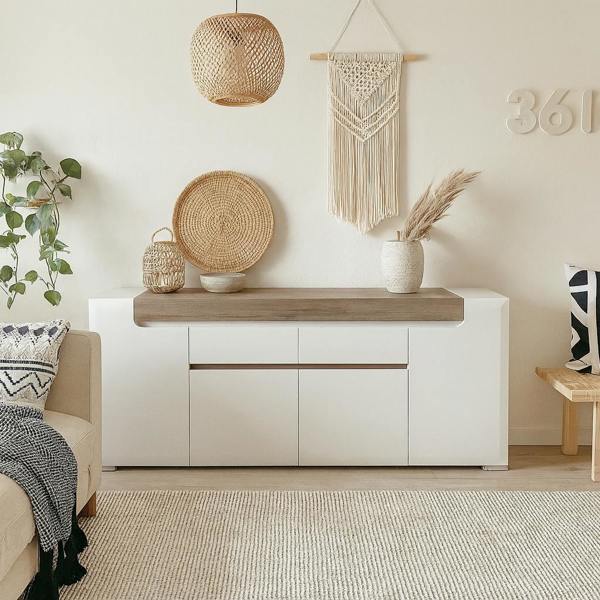 Wyld Haus Lisbon Wide 4 Door 2 Drawer Sideboard Modern with LED Lighting