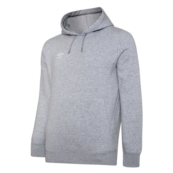 Umbro Childrens/Kids Club Leisure Drawstring Hoodie - Grey Marl/White