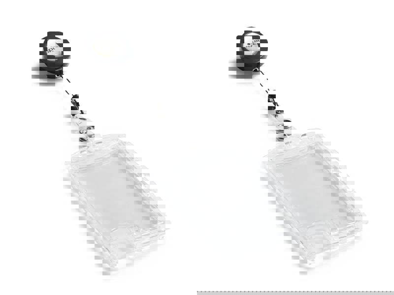 Durable Enclosed 2 Card Badge Reel Security Pass ID Holders | 25 Pack | Clear