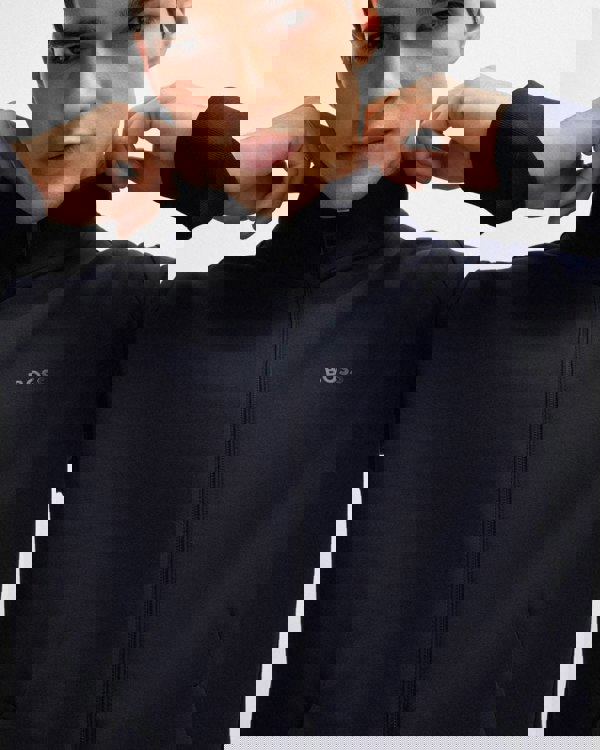 BOSS Green Skaz Mens Stretch-Cotton Full Zip Sweatshirt with Logo Print - Dark Blue 402