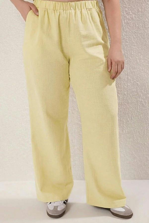 WOVCOR 2- Piece Wide Leg Linen Look Top and Bottom Set with Drawstring Front