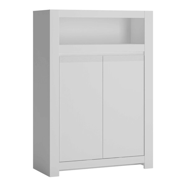 Wyld Haus Vienna White Wooden Storage Cabinet 2 Door Open Shelf