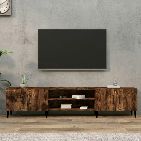 Berkfield TV Cabinet Smoked Oak 180x31.5x40 cm Engineered Wood