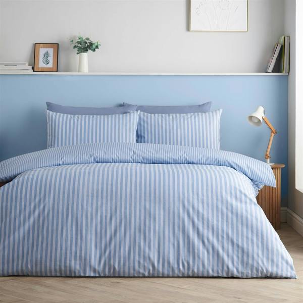 Epping Textured Stripe Blue Duvet Cover Set