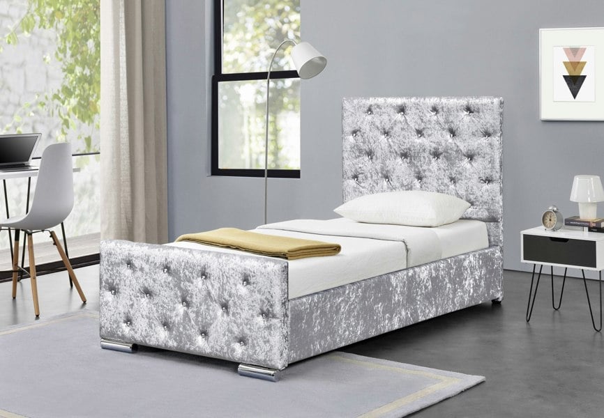 Comfy Living Palma Crushed Velvet Sleigh Bed Frame