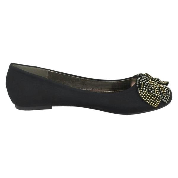 Spot On Ladies Spot On Bow Trim Black Ballerinas F80326