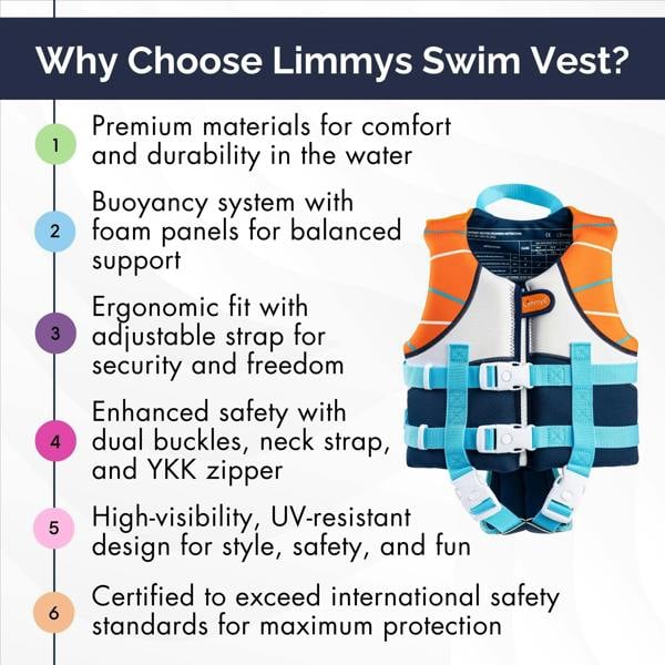 Limmys Premium Neoprene Swim Vest - Sunset Blue